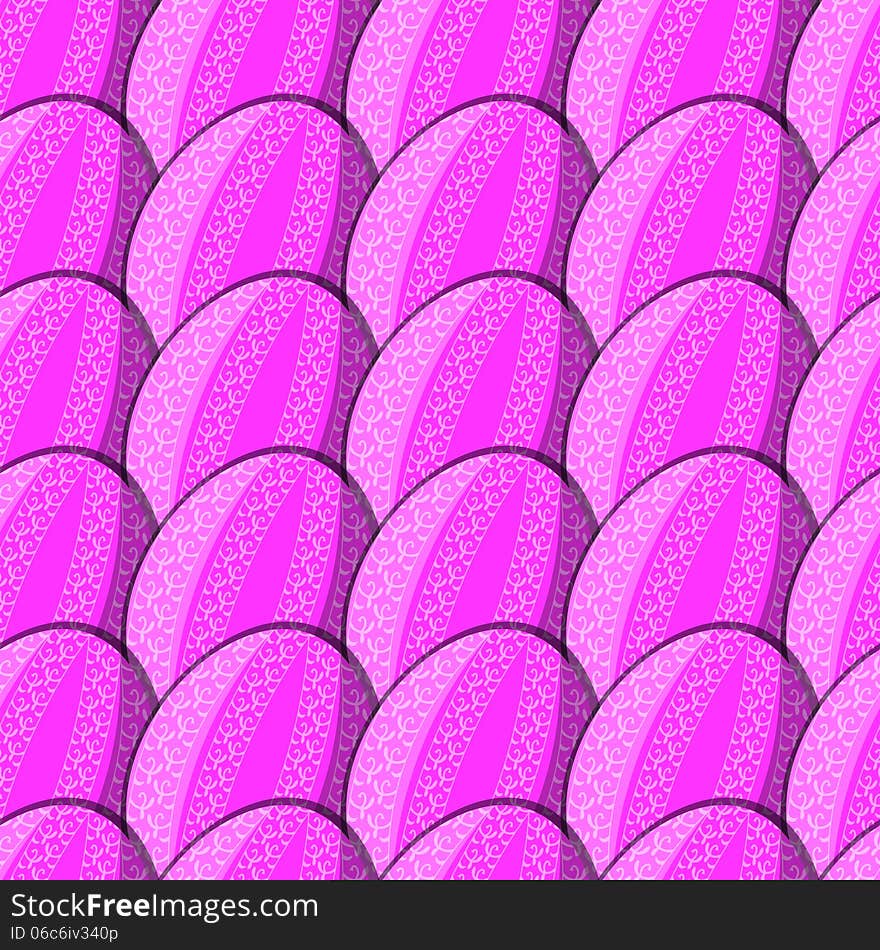 Seamless pattern of eggs with curl