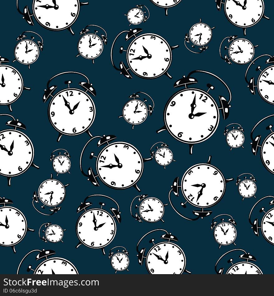 Clocks over blue. Seamless vector background. Clocks over blue. Seamless vector background.