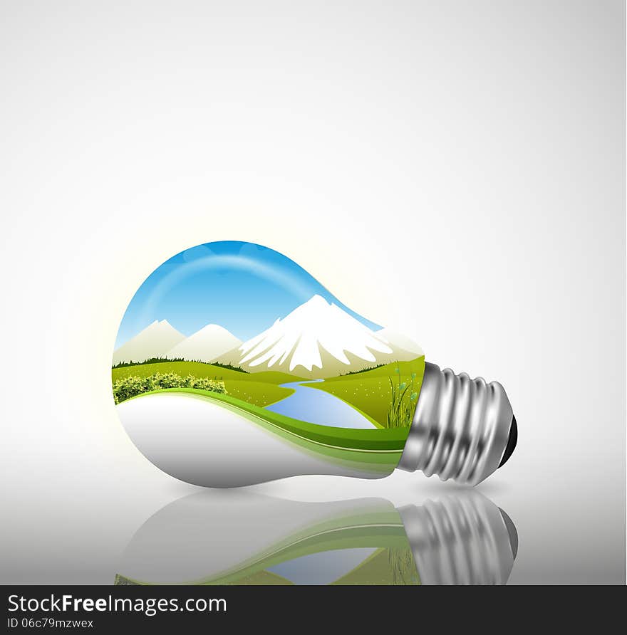 Light bulb, ecological concept in illustration vector