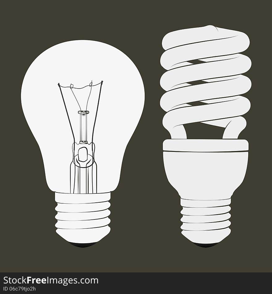 Incandescent and fluorescent energy saving light bulbs