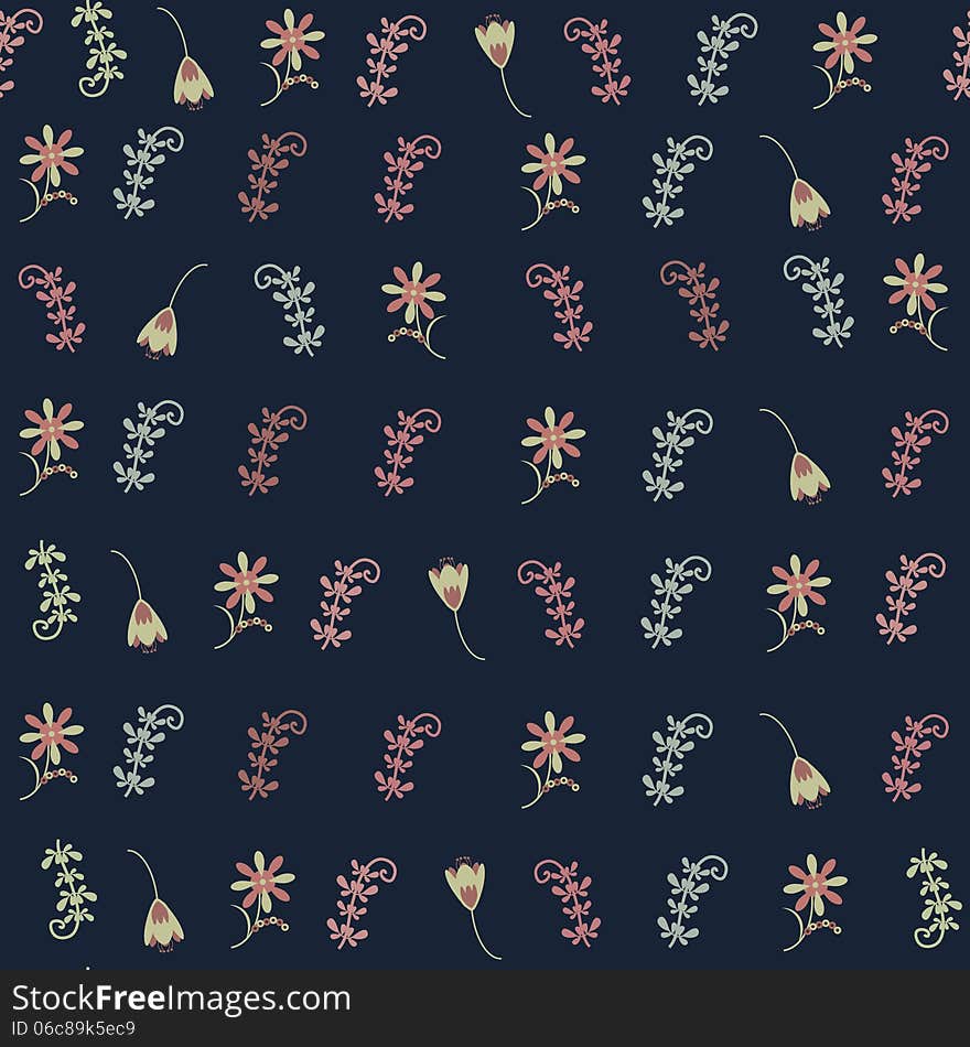 Floral seamless pattern and seamless pattern in swatch menu. Seamless floral pattern can be used for wallpapers, clothes, tableware, packaging, posters and other purposes.