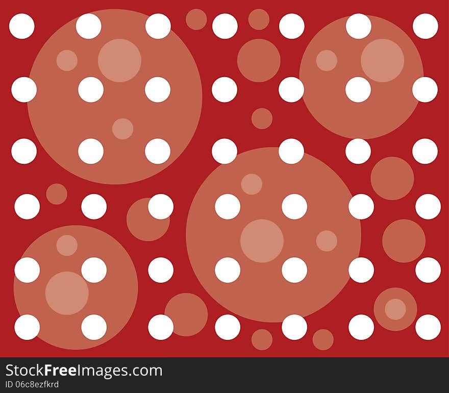 Illustration with dots on red background.