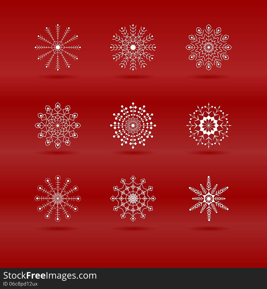 Set of snowflakes in. This is file of EPS10 format. Set of snowflakes in. This is file of EPS10 format.