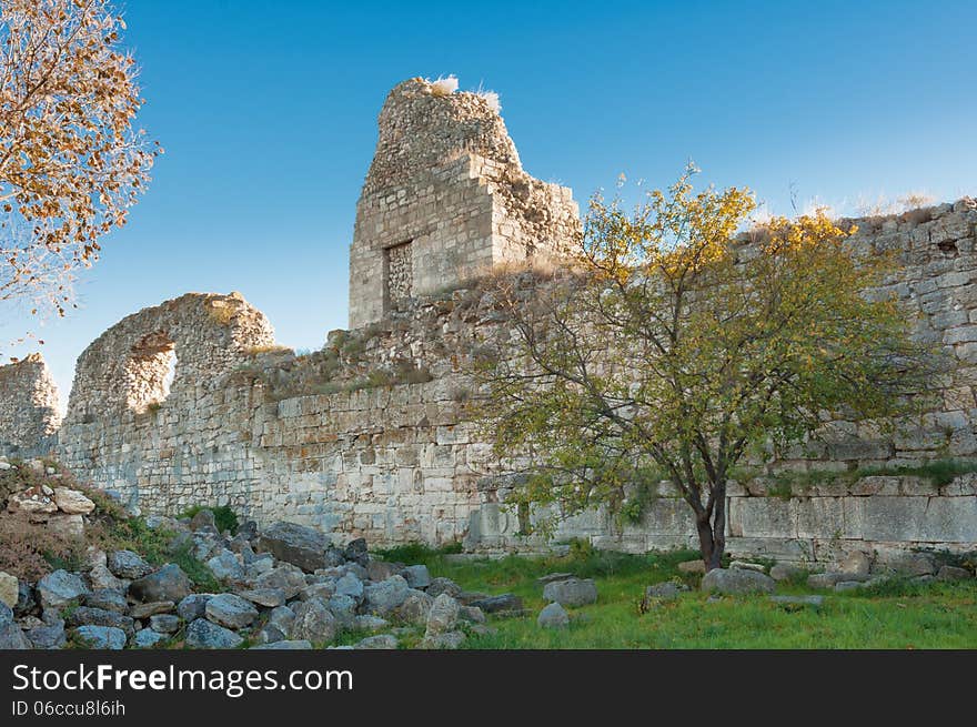 Crimea, Ukraine, Chersonese, the ruins of the ancient city, the old masonry, excavation, stone structure, ancient structures, culture. Crimea, Ukraine, Chersonese, the ruins of the ancient city, the old masonry, excavation, stone structure, ancient structures, culture