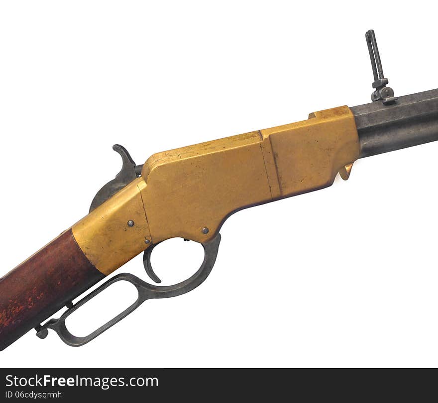 Vintage Henry rifle isolated.