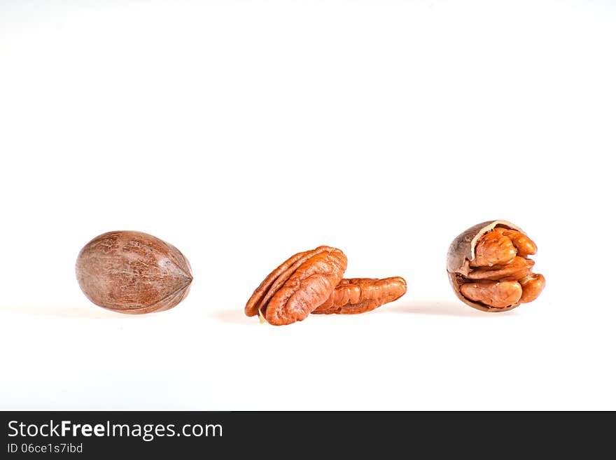 Pecan isolated on a white background. Pecan isolated on a white background