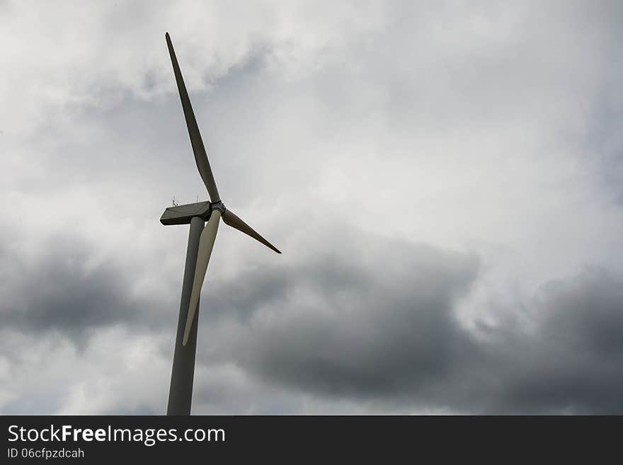 The turbine wind in the field for electricity.