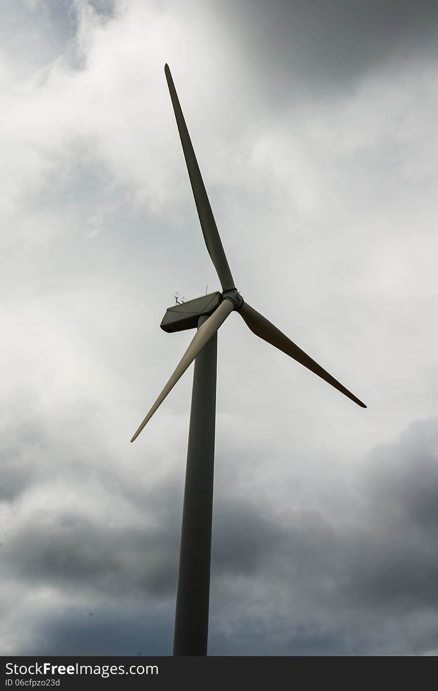 The turbine wind in the field for electricity.