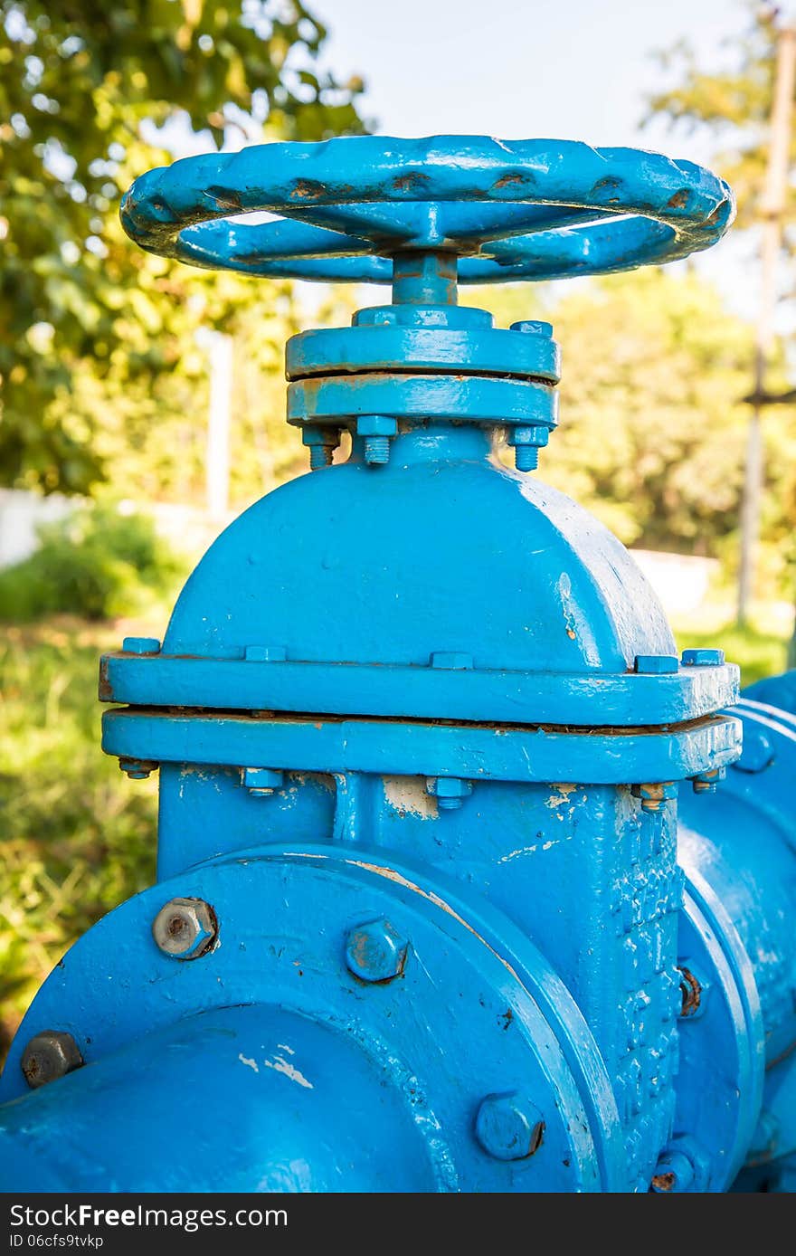 A gate valve in the water supply system of the factory.