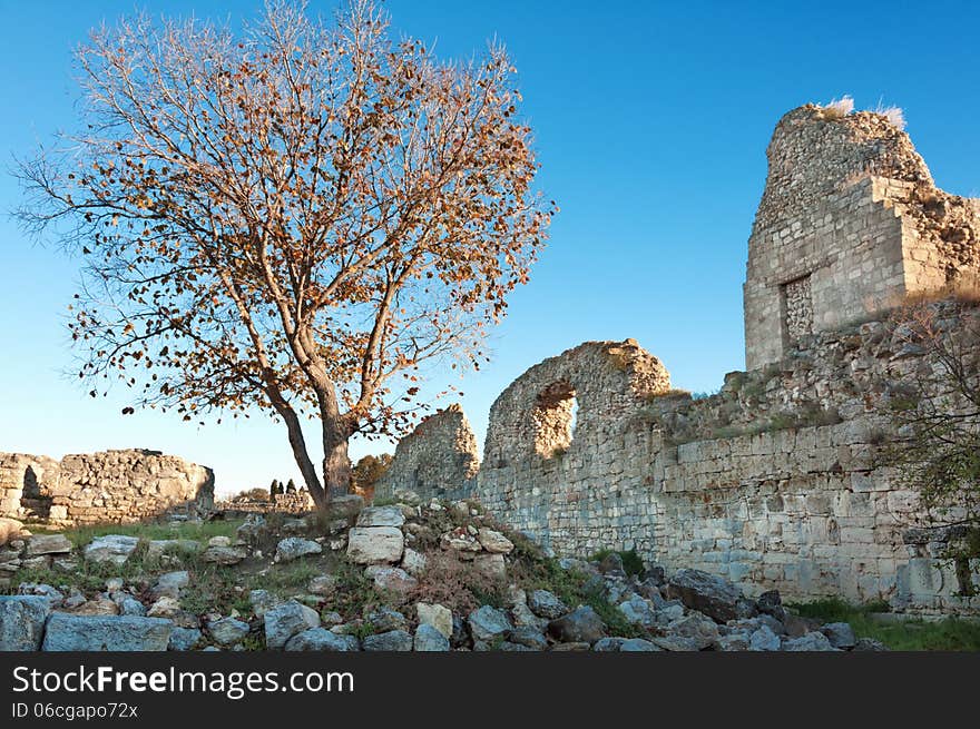 Crimea, Ukraine, Chersonese, the ruins of the ancient city, the old masonry, excavation, stone structure, ancient structures, culture. Crimea, Ukraine, Chersonese, the ruins of the ancient city, the old masonry, excavation, stone structure, ancient structures, culture