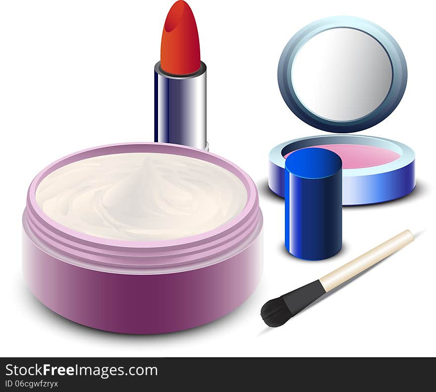 Cosmetic elements as a   on a white background-makeup. Cosmetic elements as a   on a white background-makeup.