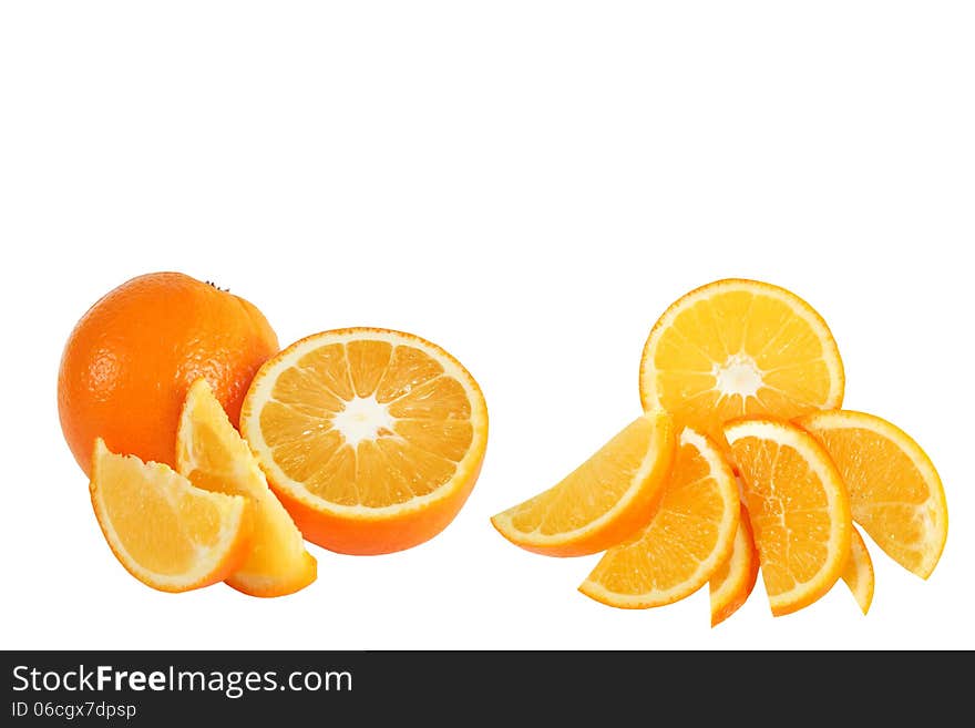 Fresh orange fruit isolated on white background