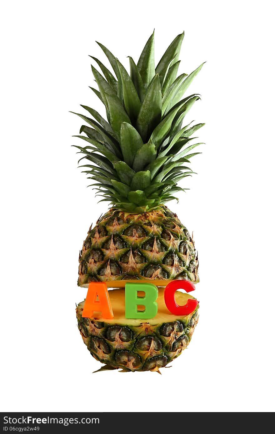 Pineapple with letters abc isolated