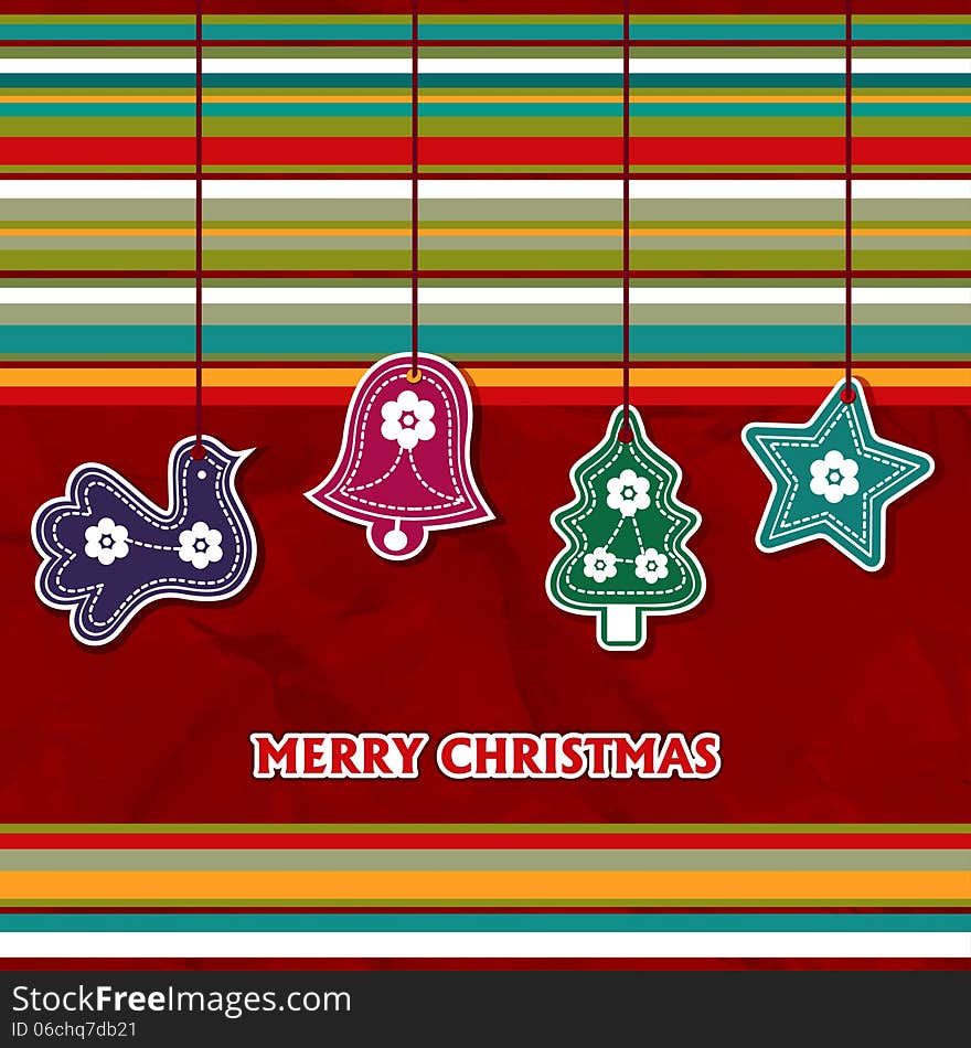 Christmas card with toys - vector illustration