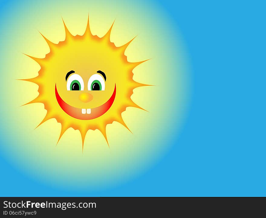 Positive sun with a big smile and a bulbous nose