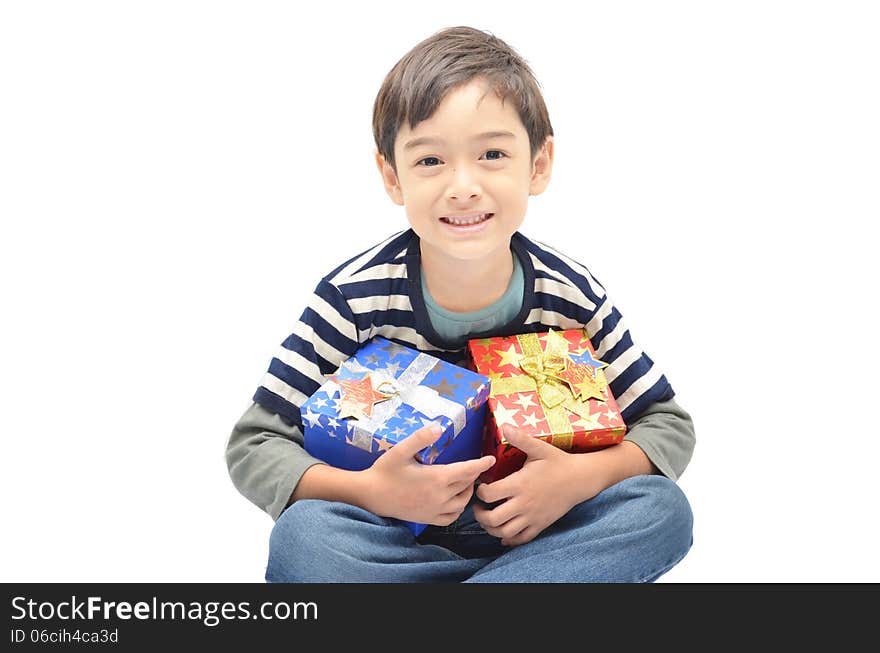 Little Boy Happy With Gift Box