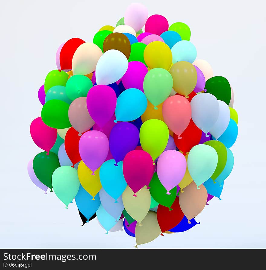 3d design. 3d colored balloons and blue background