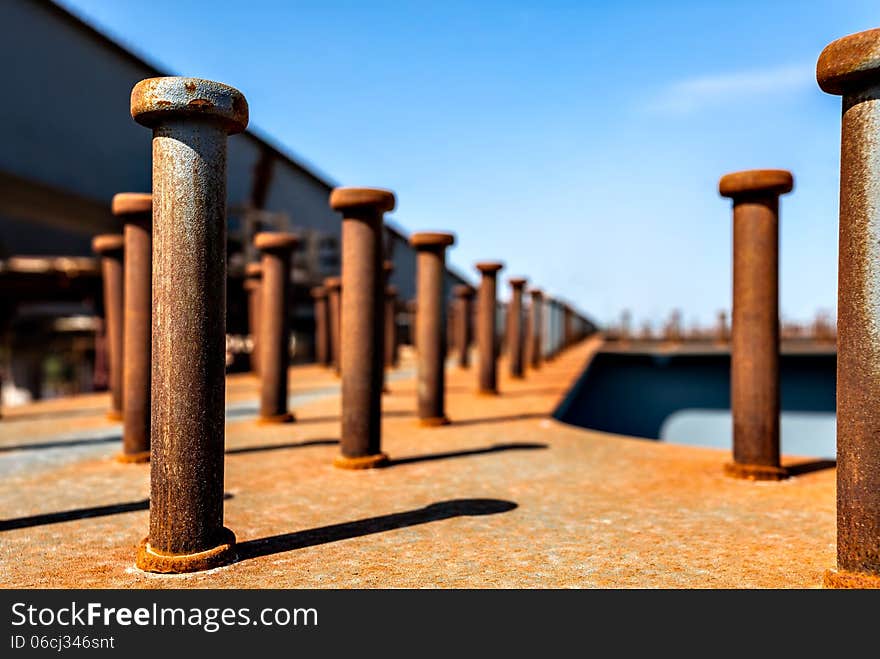 Big bolts as part of bridge construction. Big bolts as part of bridge construction