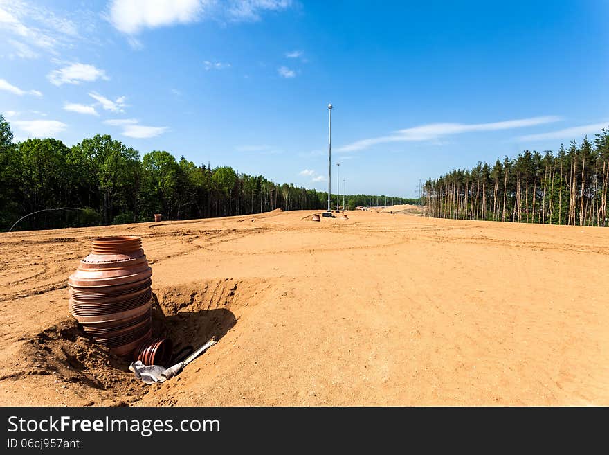 Rainwater drainage on road construction