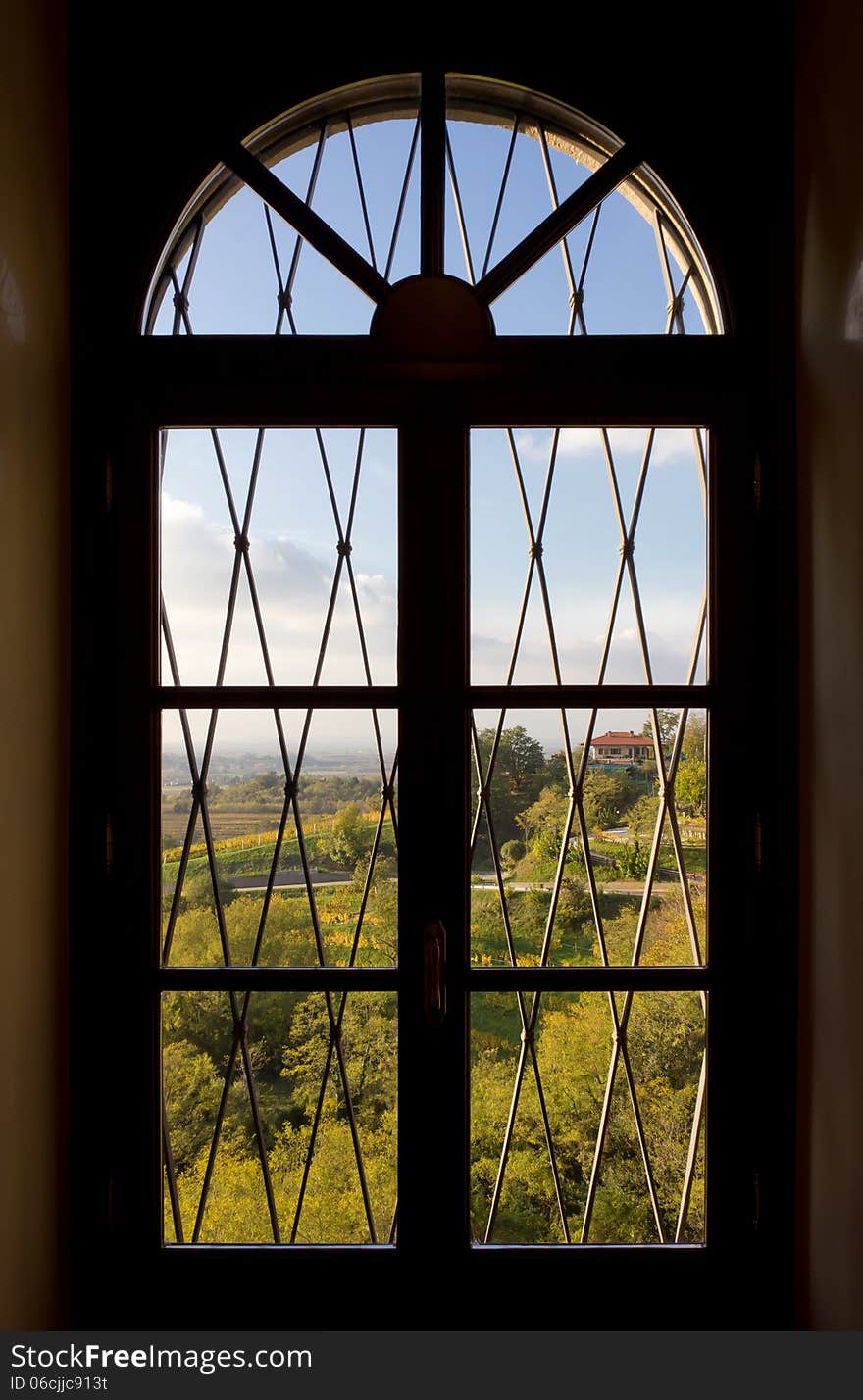 Big window on a country landscape