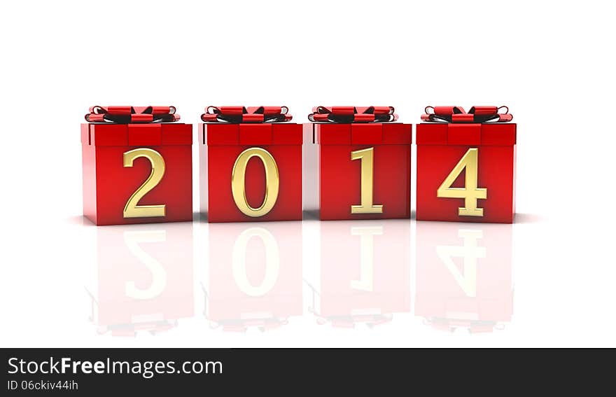 2014 red gif box on white background. 2014 red gif box on white background