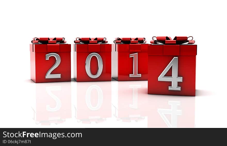 2014 red gif box on white background. 2014 red gif box on white background