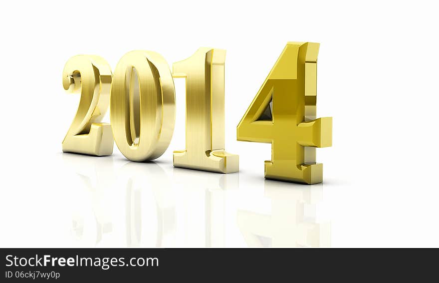 New year 2014 in gold. New year 2014 in gold