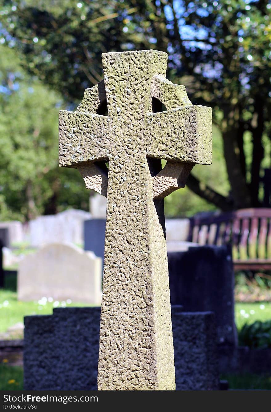 Celtic Cross In Cemetery