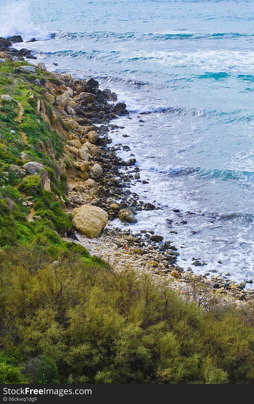 A view of the cliffs near golden bay, malta. A view of the cliffs near golden bay, malta