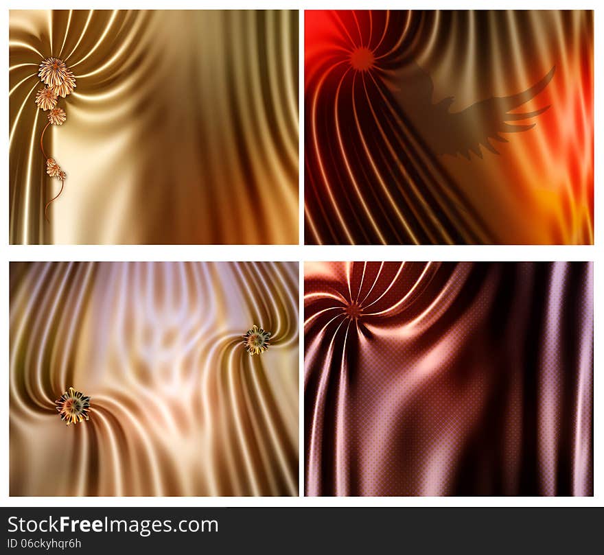 Group of four digitally created colorful drapes. Group of four digitally created colorful drapes