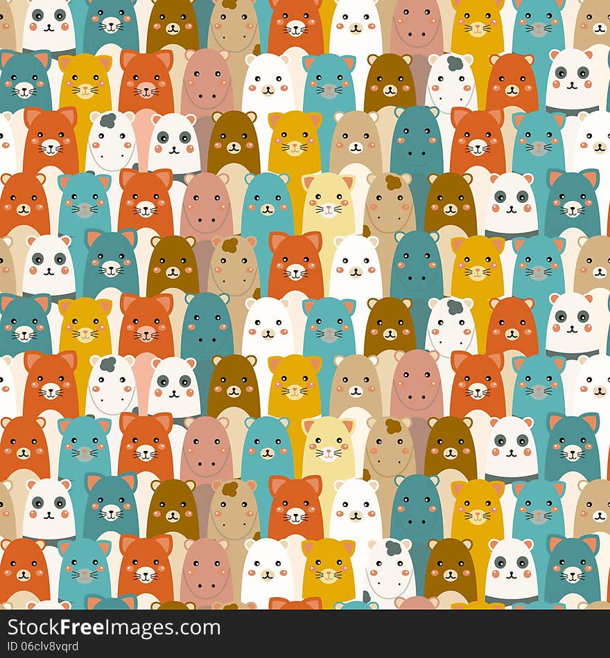 Seamless pattern with cartoon animals