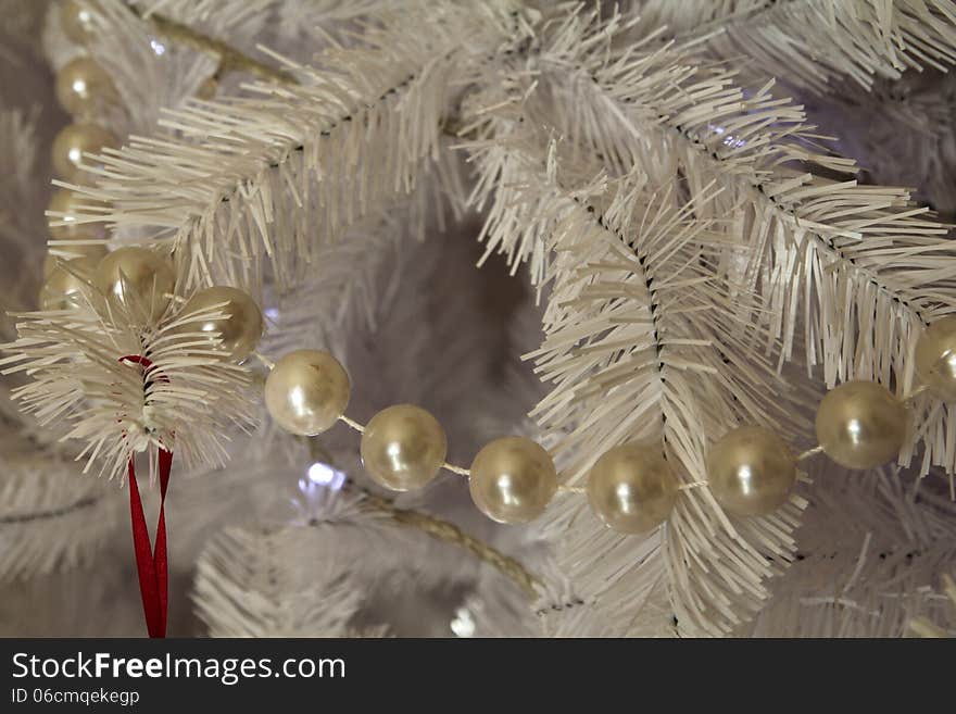 Christmas white tree, with pearls. Christmas white tree, with pearls