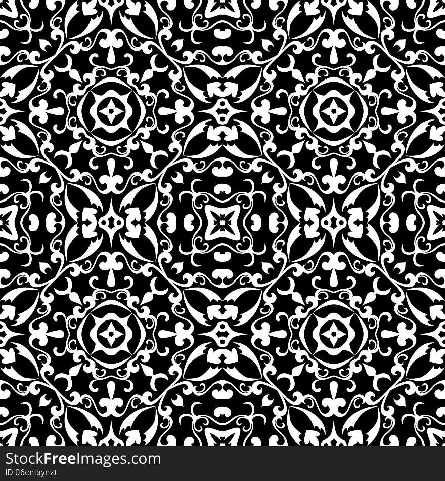 Abstract swirls, black and white seamless pattern. Abstract swirls, black and white seamless pattern