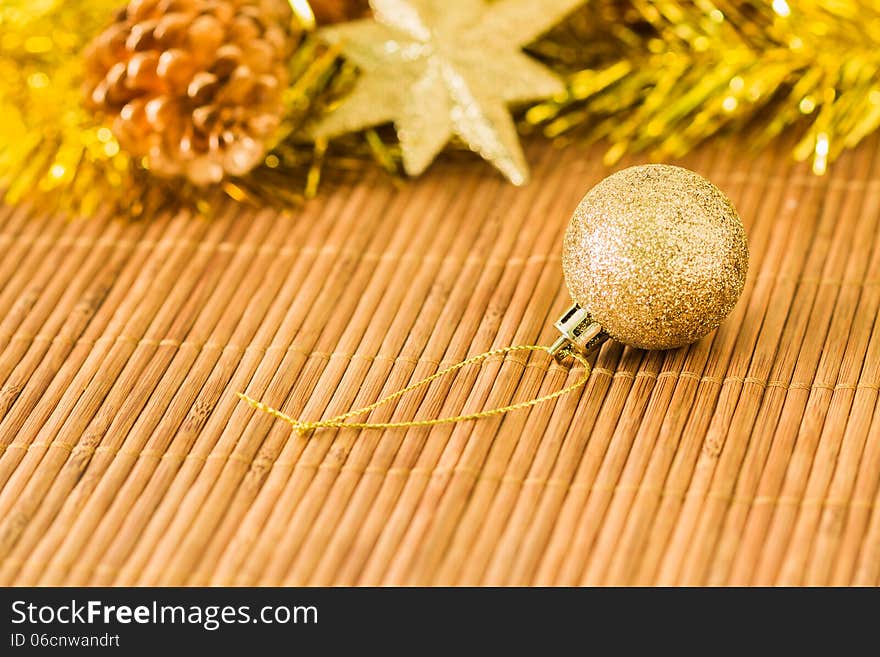 Christmas decoration on wooden plate