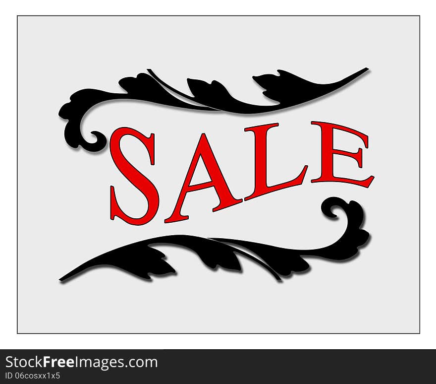 Sale sign with black swirls