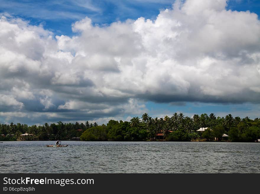 Sri Lankan exotic landscape with amazing sky