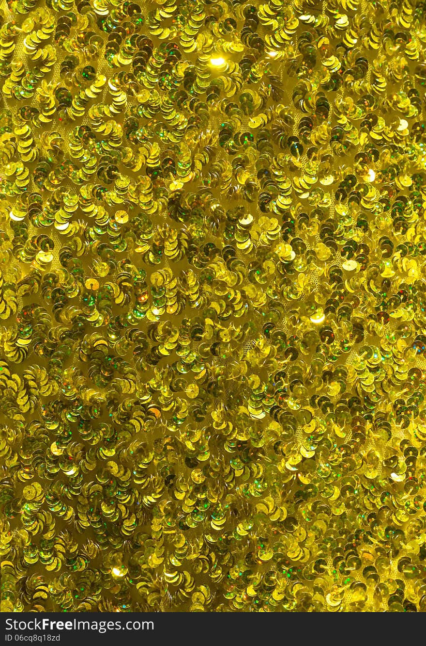 Close-Up of Yellow Sequin Dress. Close-Up of Yellow Sequin Dress