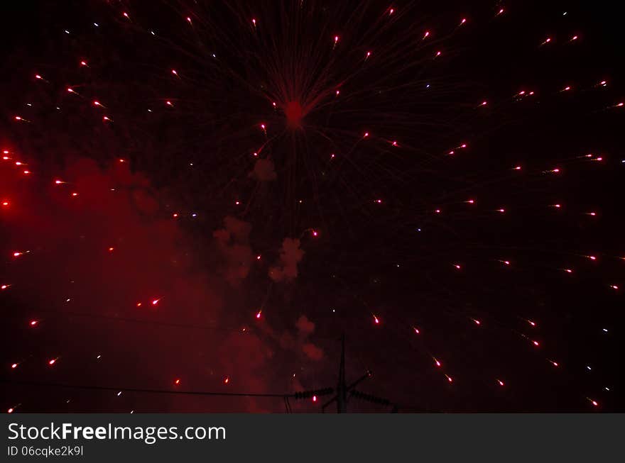 Celebrate festival fire work on black sky background