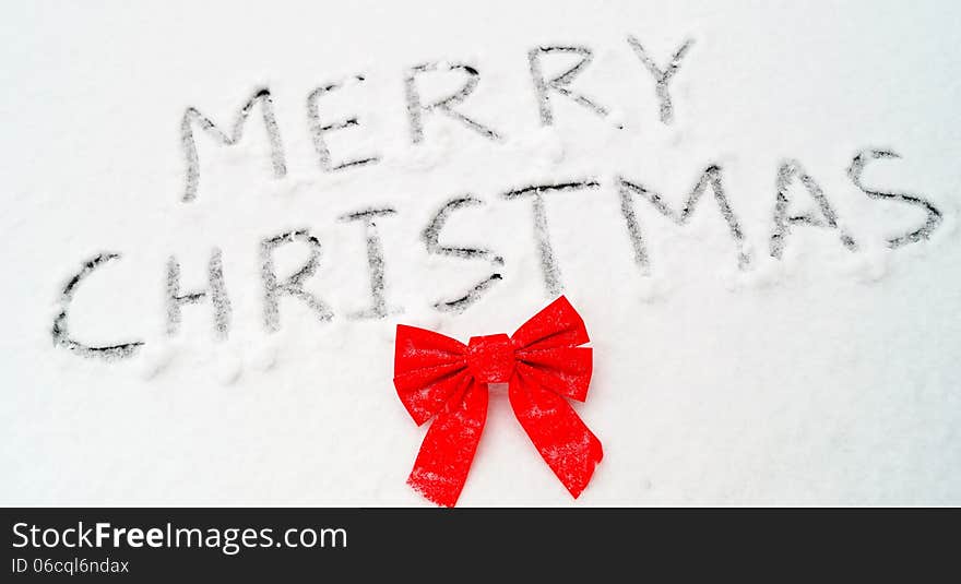 Merry Christmas Words Written In Snow