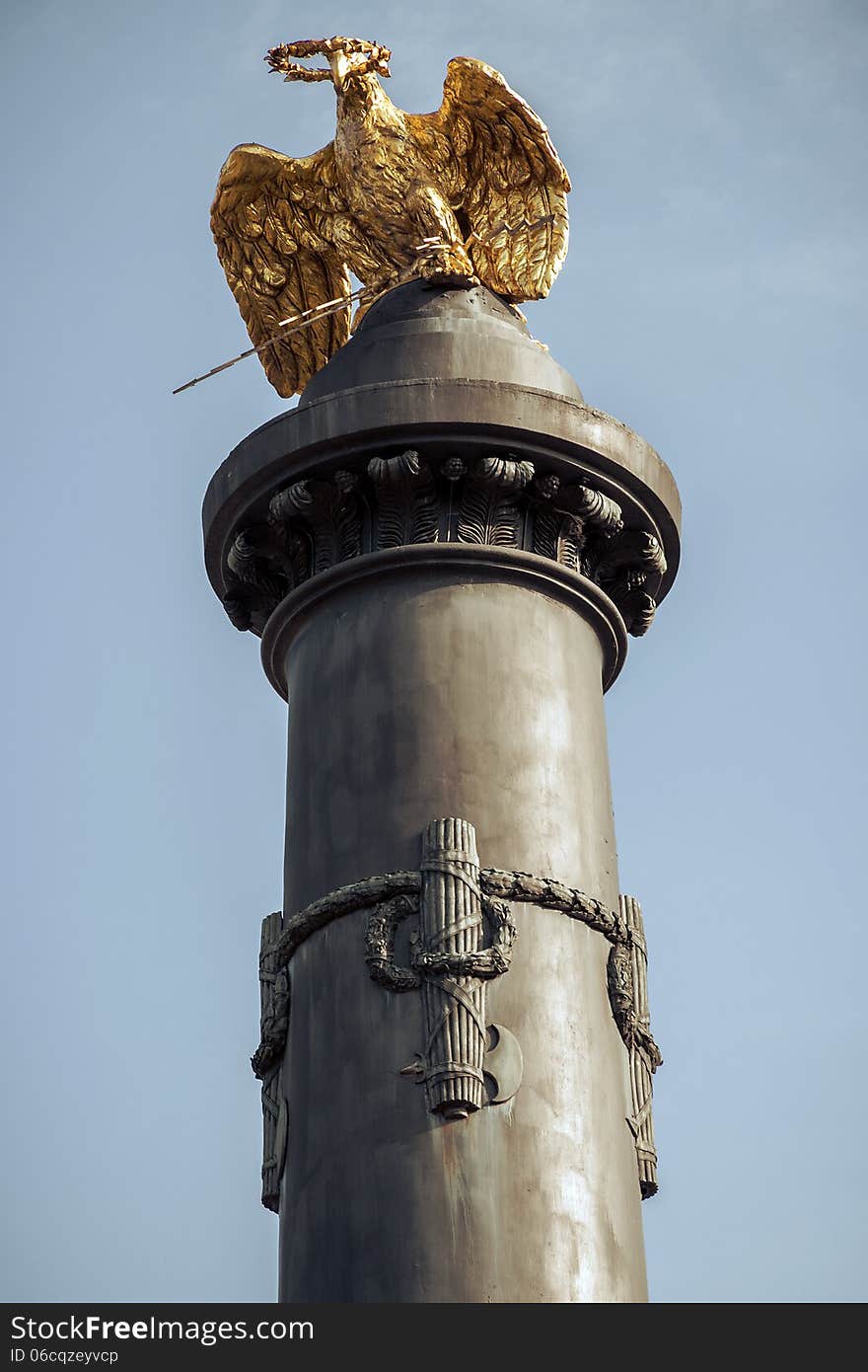 Golden eagle on pillar. Poltava. Ukraine