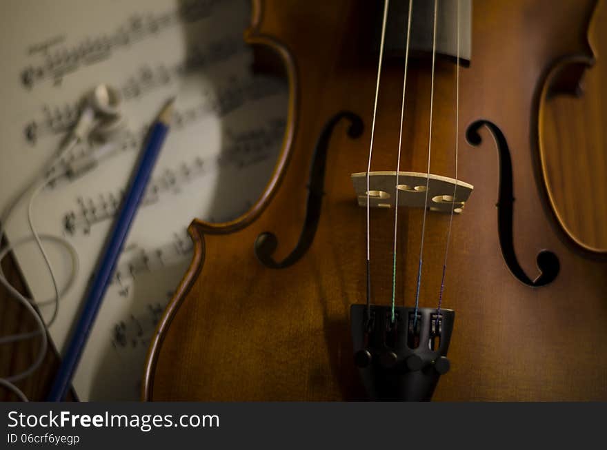 time to practice violin violin with sheet music on vintage style