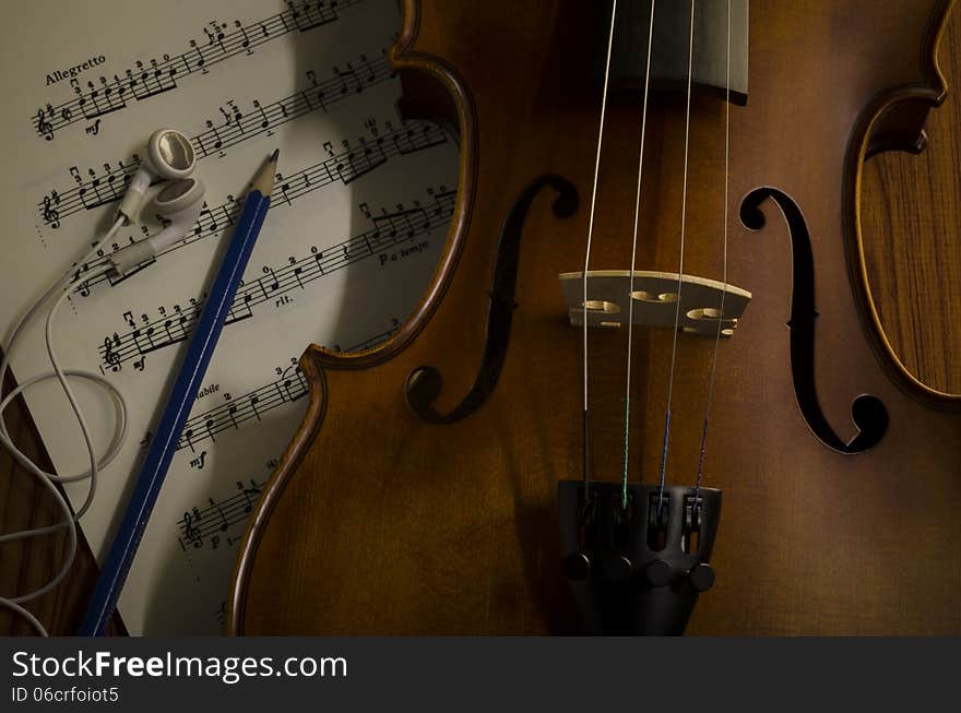 time to practice violin violin with sheet music on vintage style