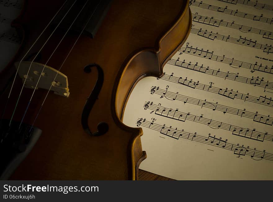 time to practice violin violin with sheet music on vintage style