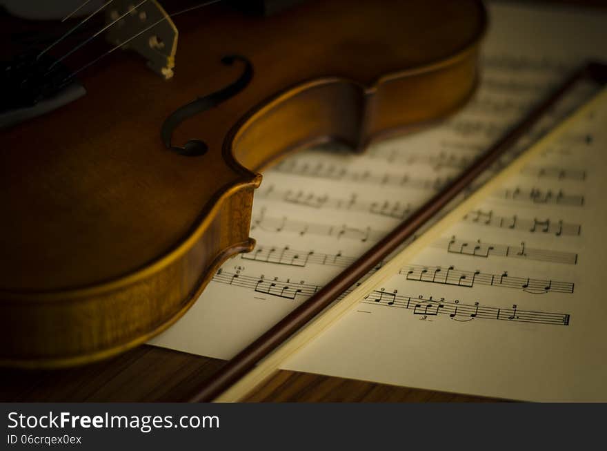 time to practice violin violin with sheet music on vintage style