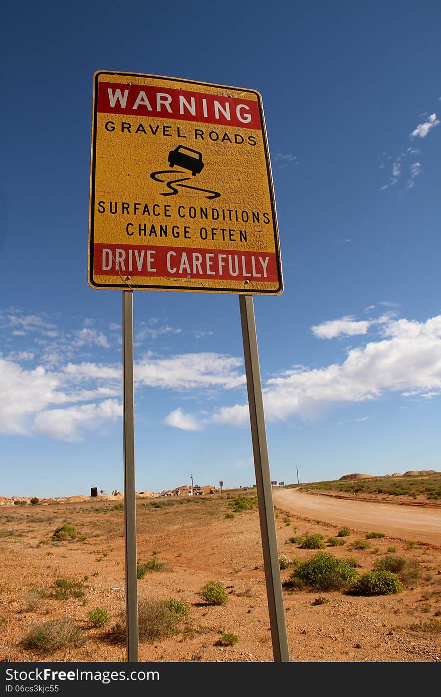 Sign for outback roads in south australia