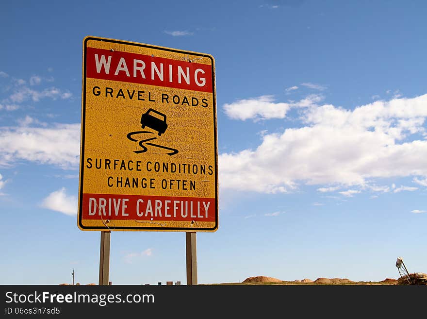 Sign for outback roads in south australia