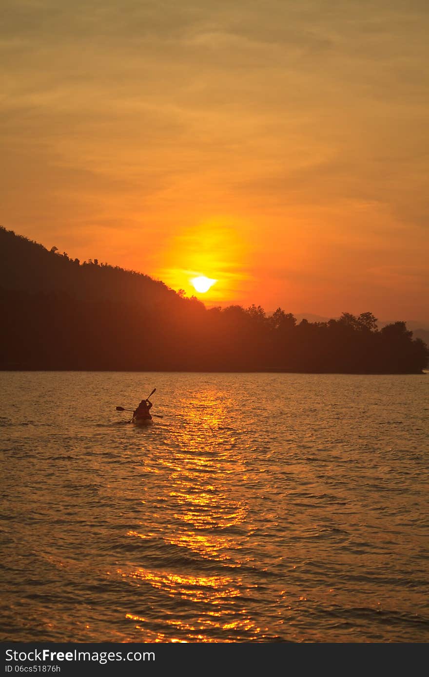 Abstract nature, Kayaks and sunste, in Lake Dam Kaeng Krachan, Thailand