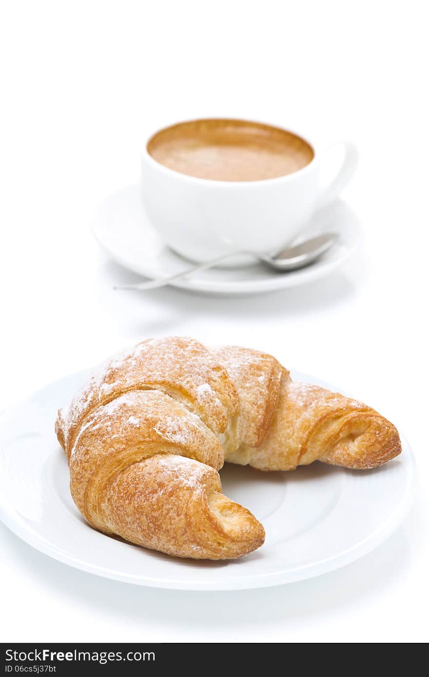 Fresh croissants and cup of espresso