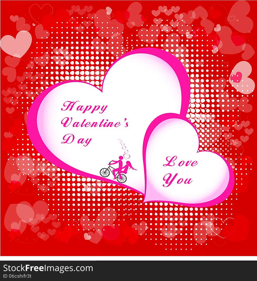 Valentines Day beautiful background with ornaments and heart.