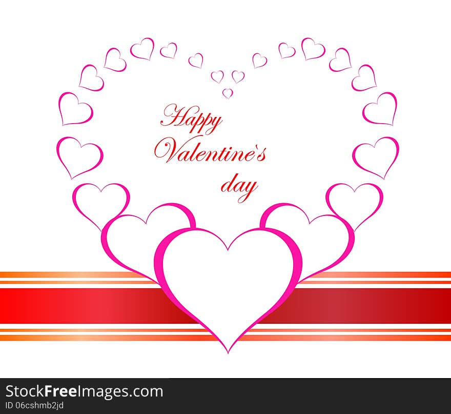 Valentines Day beautiful background with ornaments and heart.